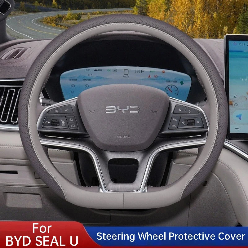 Steering Wheel Cover for BYD Song Plus SEAL U Sealion 6 DMi EV - Anti-slip Breathable Grip Sleeve Car Interior Accessory OEM
