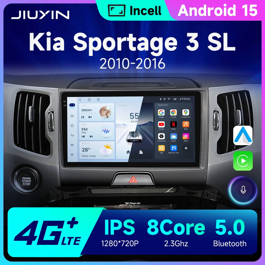 9-Inch Android 14 Multimedia GPS System for KIA Sportage 2010–2016 Android Head Unit JIUYIN