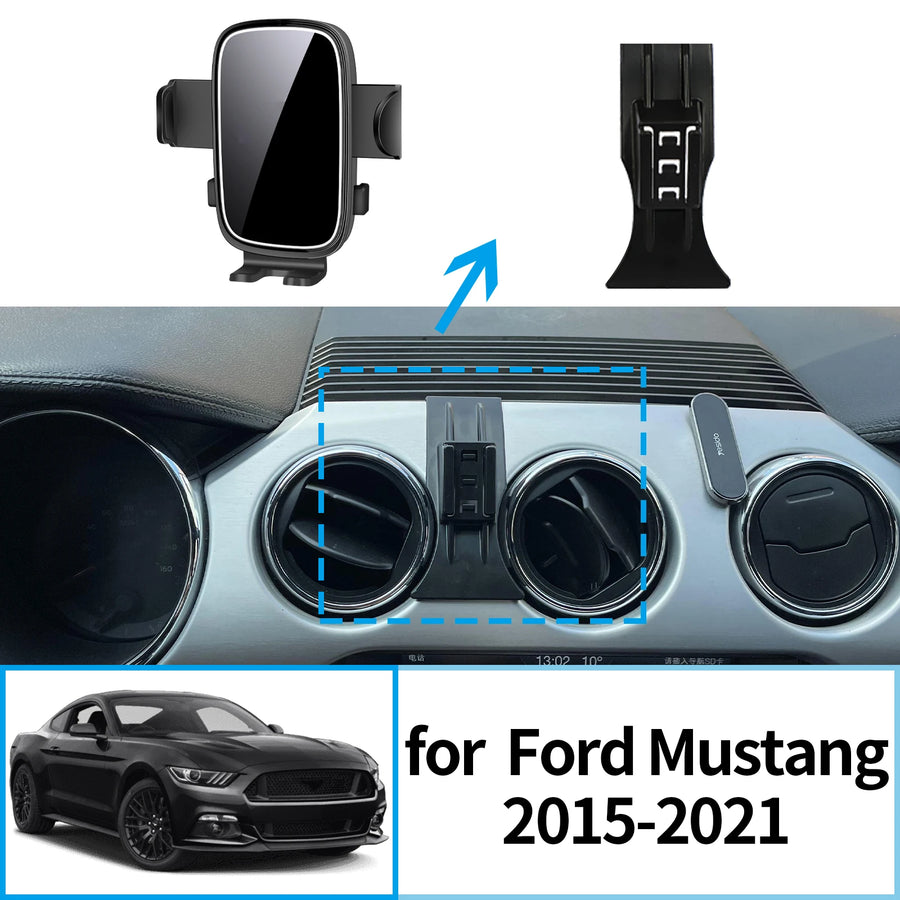 Wireless Fast Charging Phone Mount for Ford Mustang 2015–2021 Car Phone Holder CATUSIKI