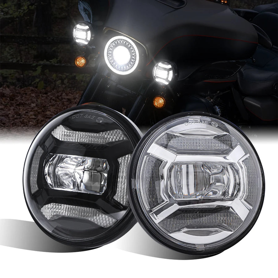 Pair 4.5“ 4 1/2 inch Motorcycle Fog Light Passing Auxiliary Light Fog Lamp Assembly | Motorcycle Accessories ANGLELITE