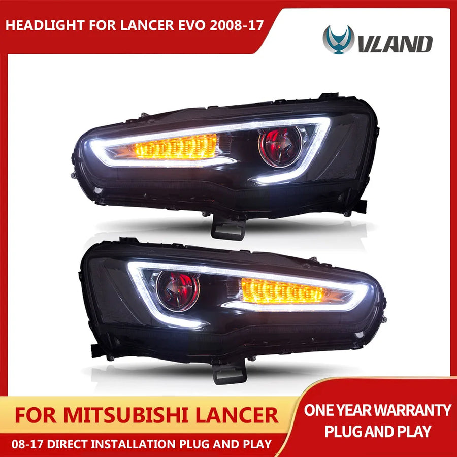 LED Headlights with Dual Beam Projector for Lancer Evo X Car Interior Accessory Vland