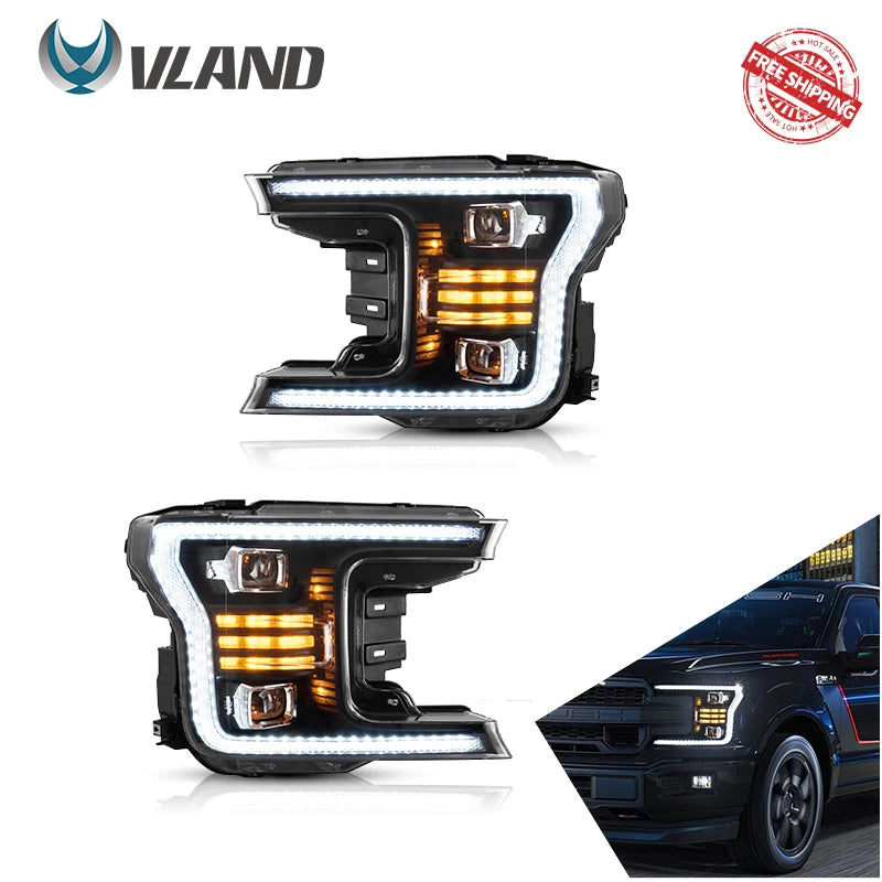 LED Headlights with Dual Beam Projector for Ford F150 18-20 Car Interior Accessory Vland GERMANY