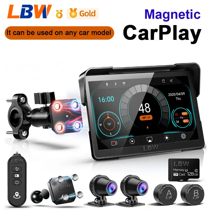 LBW Magnetic Motorcycle GPS CarPlay Android Auto Android Head Unit LBW