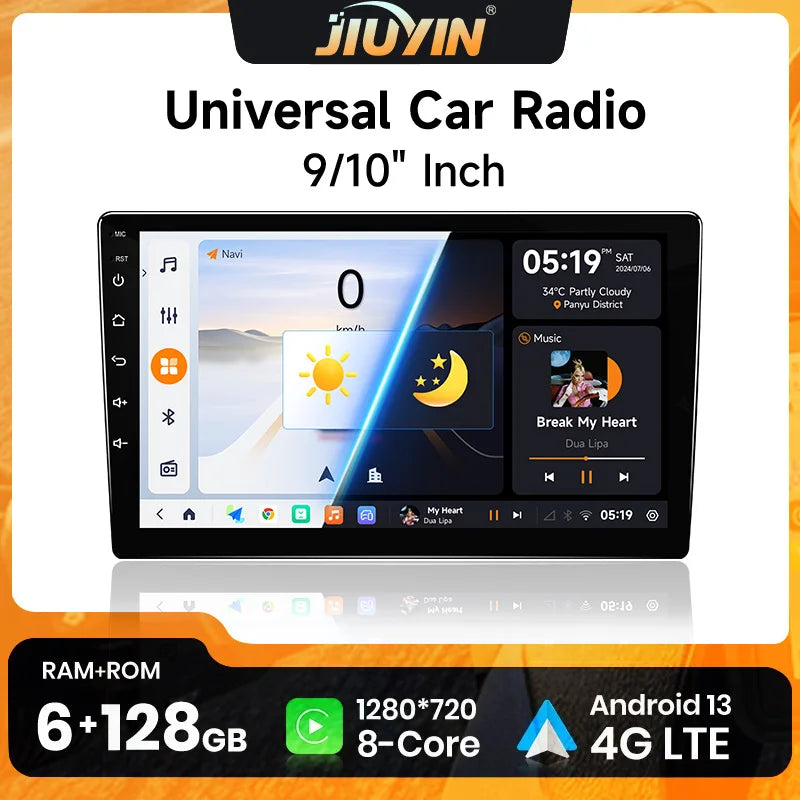 Universal 9-10 Inch Android 13 Multimedia Player with GPS Android Head Unit JIUYIN