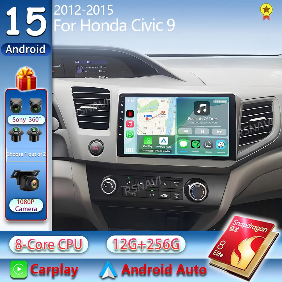 2K Android 15 Multimedia Head Unit for Honda Civic 2012-2015 Android Head Unit RSNAVI