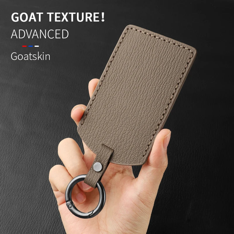 Goatskin Car Card Key Protective Cover NFC Induction Card Key Case All Car Card Key Universal Protective Cover Keychain Car A