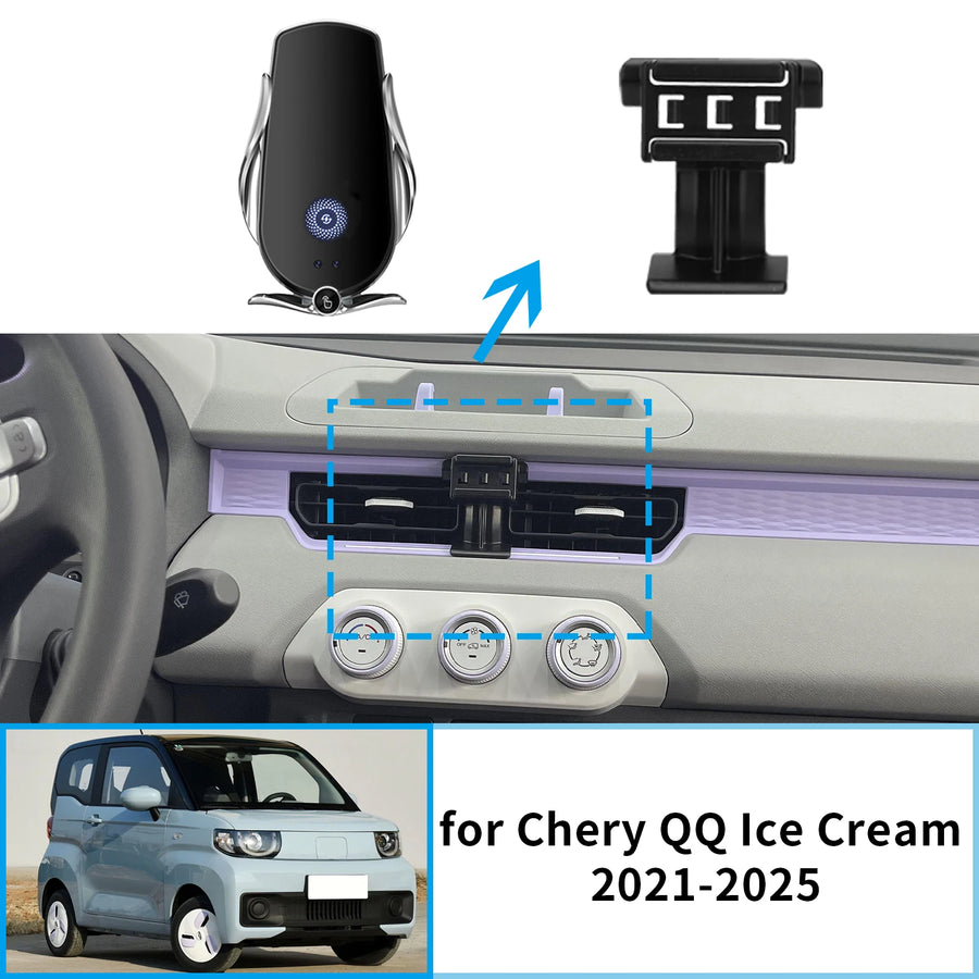 Smart Wireless Charging Phone Holder for Chery QQ 2021–2025 Car Phone Holder CATUSIKI