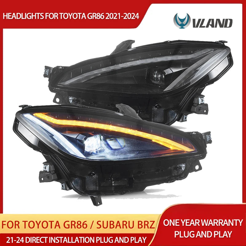 Full LED Projector Headlights Toyota GR86 BRZ 21-24 Car Interior Accessory Vland
