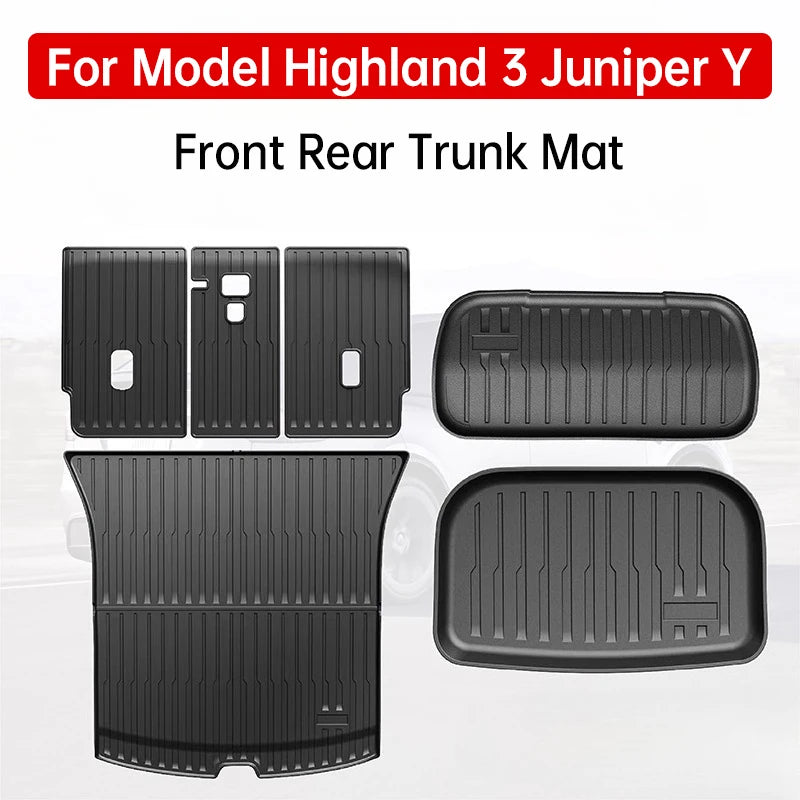 For Tesla Model YL Highland 3 Juniper Y Trunk Mat TPE Front Rear Trunk Cargo Liner Non Slip Waterproof Protector Foot Pad Car