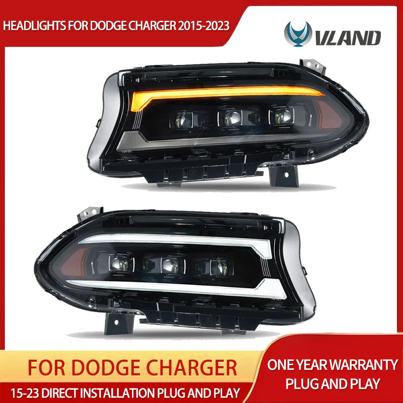 Bi-LED Projector Headlights for Dodge Charger 2015-2023 Car Interior Accessory Vland