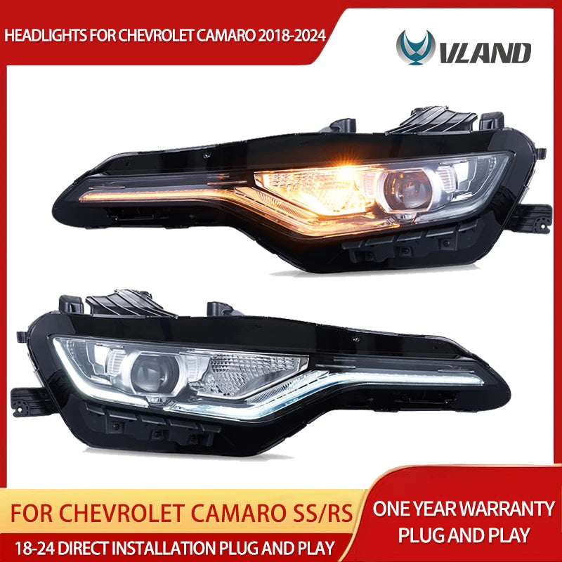 Dual Beam LED Projector Headlights for Camaro 20-24 Car Interior Accessory Vland