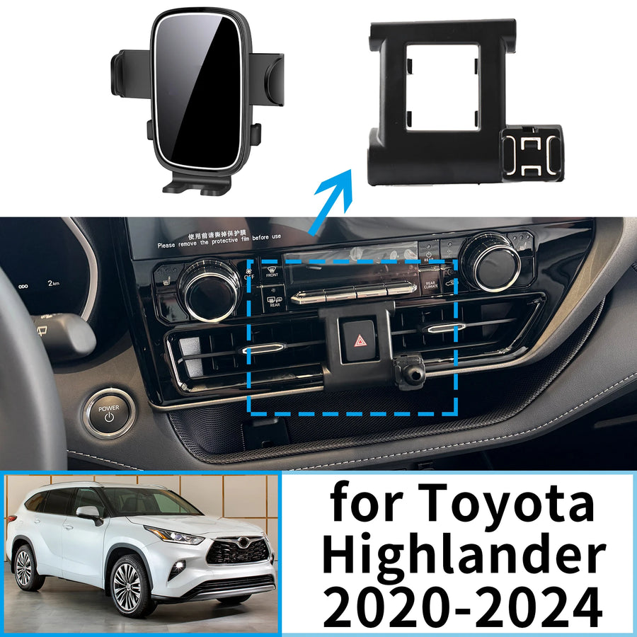 Wireless Charging Phone Mount for Toyota Highlander 2020–2024 Car Phone Holder CATUSIKI
