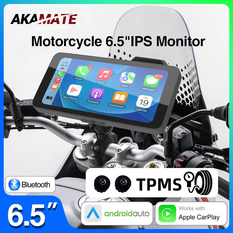 Wireless CarPlay Monitor 6.5 Inch for Motorcycles Android Head Unit AKAMATE