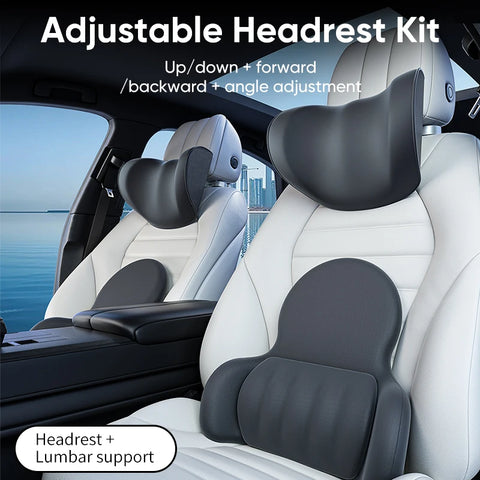 Car Seat Neck Pillow Lumbar Support Set - Universal Ergonomic Headrest for Driving Comfort Car Interior Accessory OEM