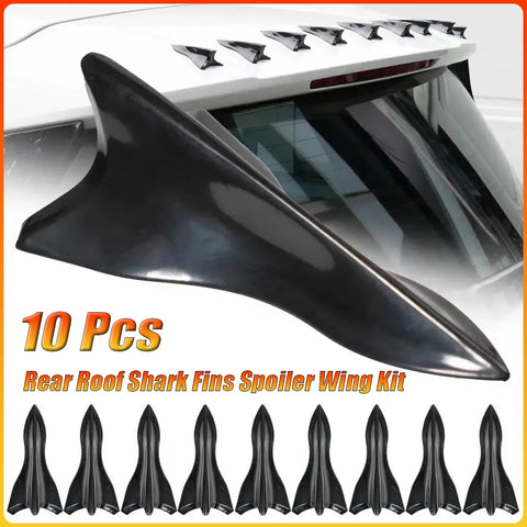 10-PCs Car Roof Spoiler Bumper Shark Fin Diffuser Universal Rear Roof Shark Fins Spoiler Wing Kit Car Interior Accessory OEM