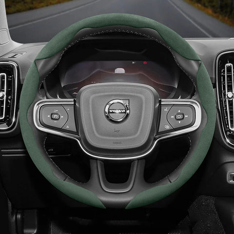 Anti-Slip Suede Buckle Cover for Volvo Models Car Interior Accessory Hocasen Green 3-Piece Set