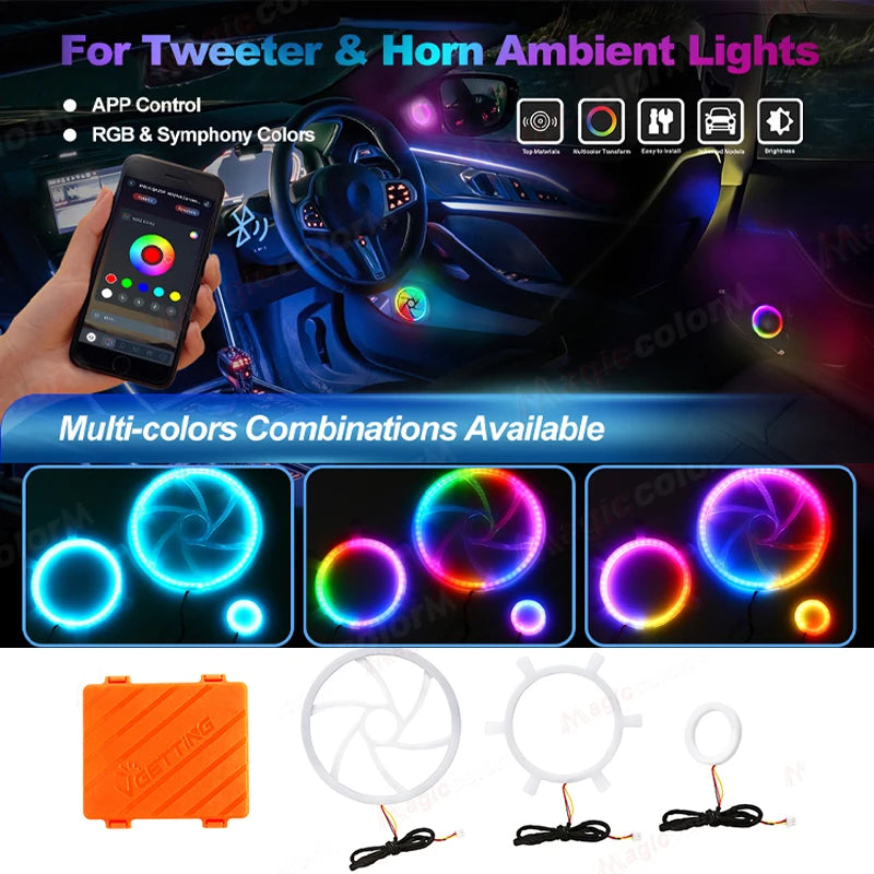 RGB Atmosphere Light Tweeter Speaker App Control Car Kit LED Ambient Light MAGIC COLORM
