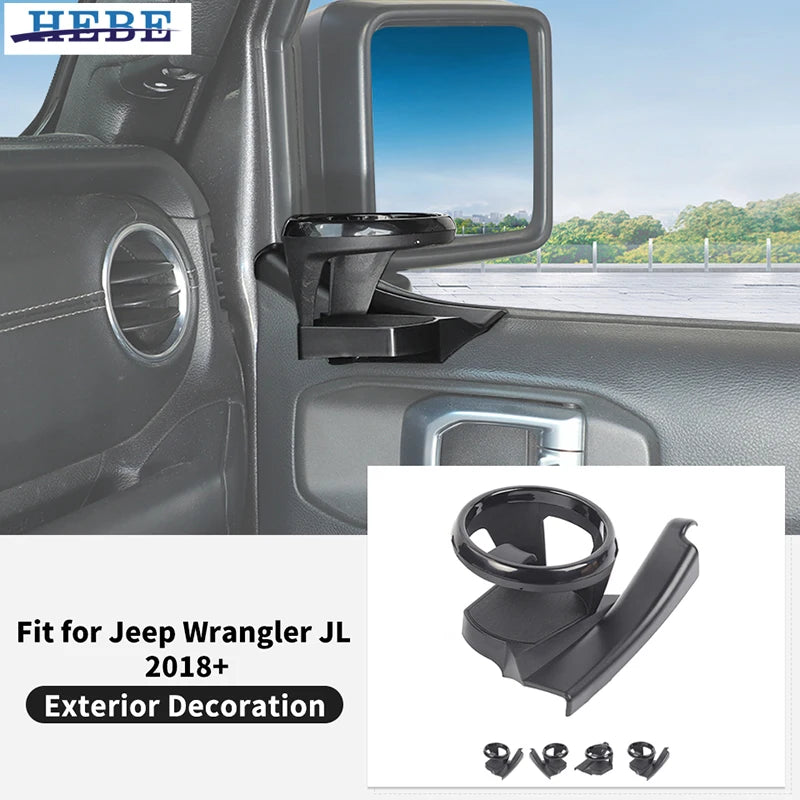 Front Door Cup Holder for Jeep Wrangler JL 2018-2024 Car Interior Accessory HEBE