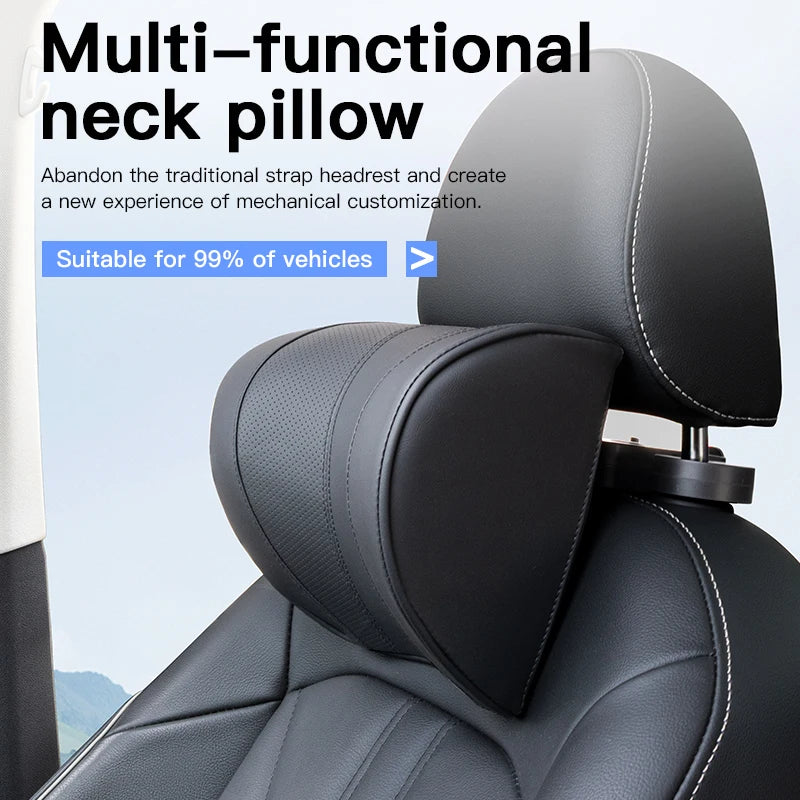 Leather Car Seat Headrest Cushion with Multi-Function Memory Foam Car Neck Pillow Car Accessory OEM