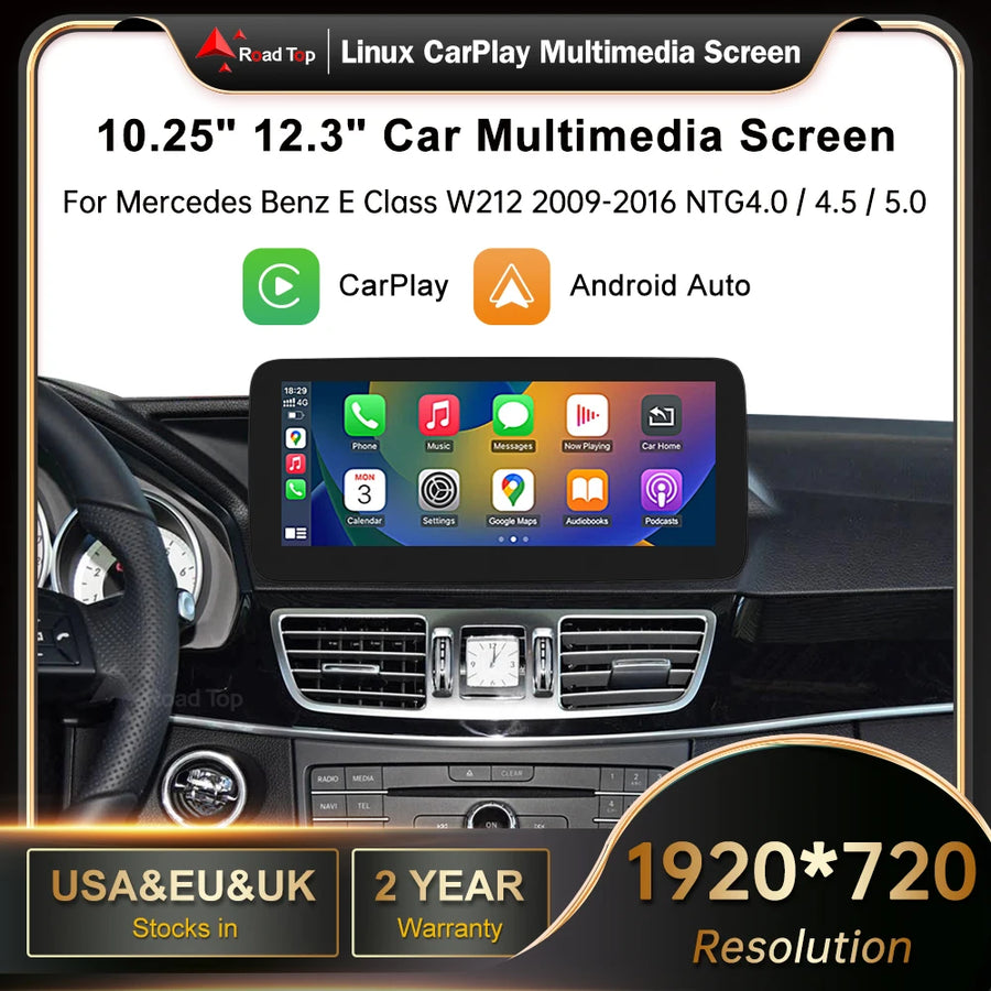 12.3 Inch Wireless CarPlay Android Auto Screen for Mercedes E-Class Android Head Unit wincago