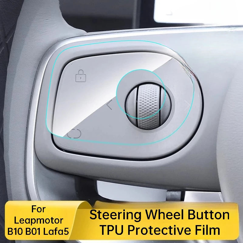 Leapmotor B10 B01 Car Steering Wheel Button TPU Protective Film Transparent Sticker Modification Car Steering Wheel Accessory