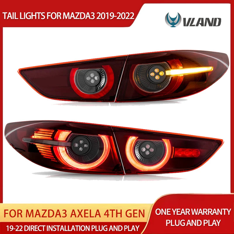 LED Tail Lights with Dynamic Welcome for Mazda3 2019-22 Car Interior Accessory Vland