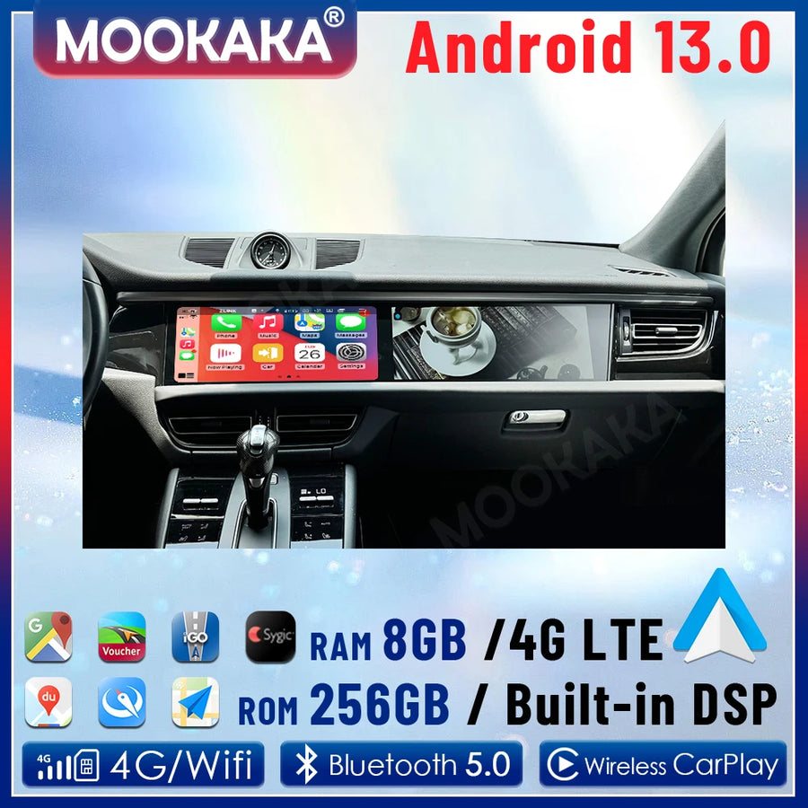 24.6-Inch Dual Screen Android Head Unit for Porsche Macan Android Head Unit Aotsr Customizable colors Eight Core