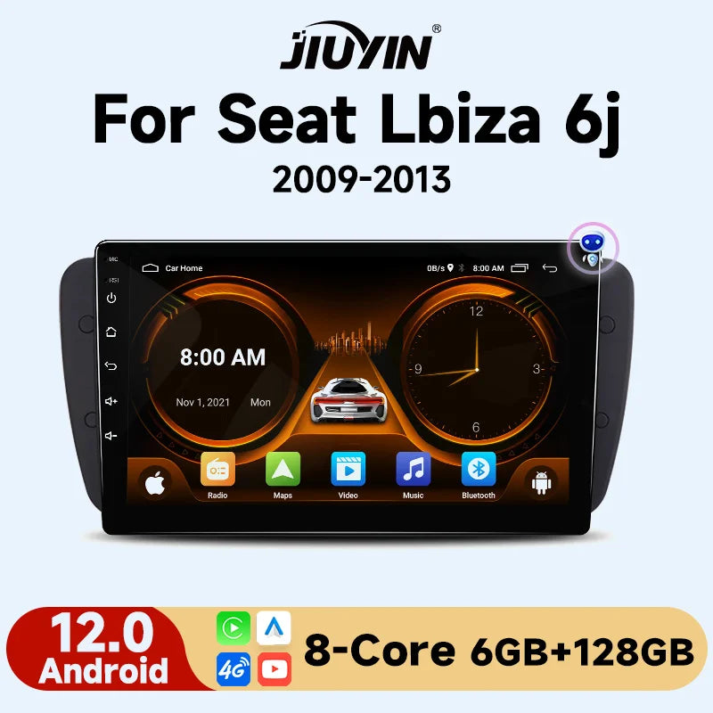 9-Inch Touchscreen Android Head Unit for Seat Ibiza 2009–2013 Android Head Unit JIUYIN
