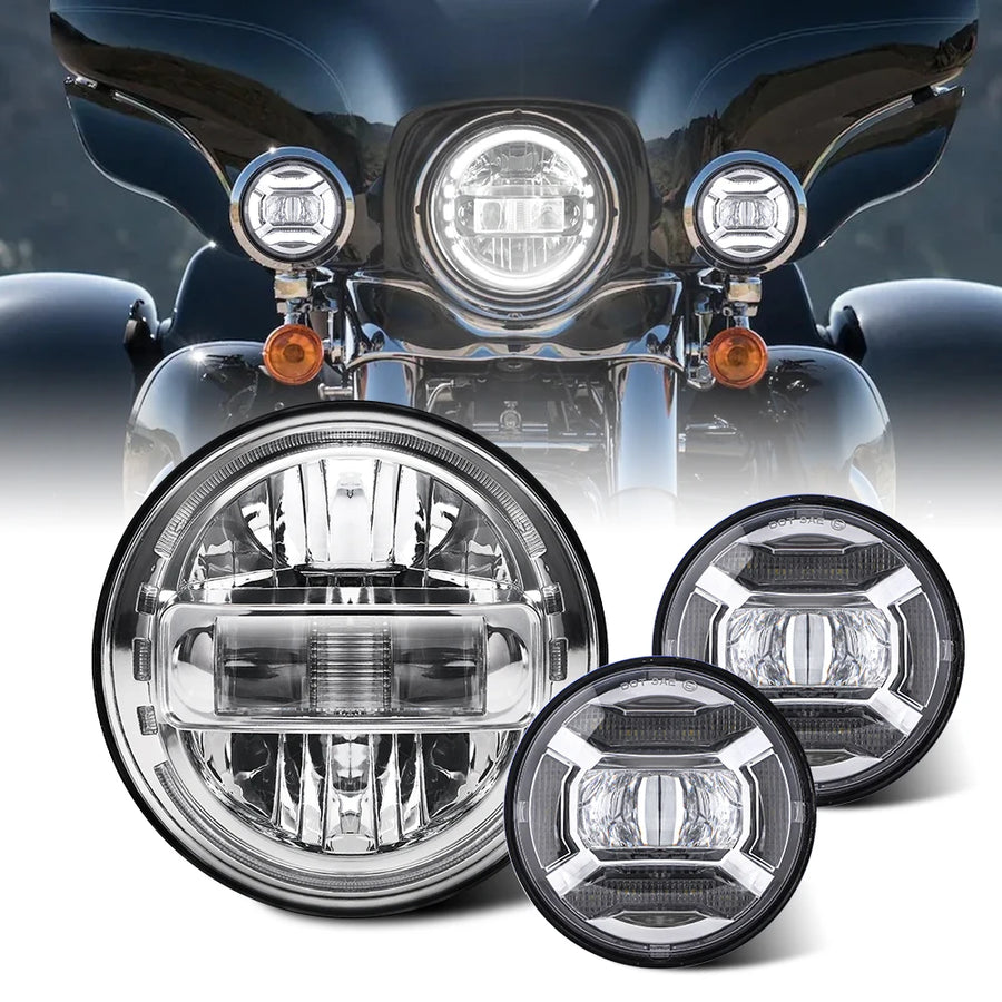Motorcycle 7 Inch Round LED Headlight 4.5inch Led Fog Lights Set For Harley Touring Road King Ultra Classic Electra LED LAMP