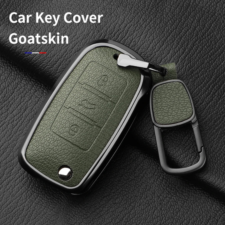 Metal and Leather 3 Button Car Key Case Cove For VW Volkswagen Beetle Caddy Eos Golf Jetta Polo Scirocco Tiguan Touran UP Car