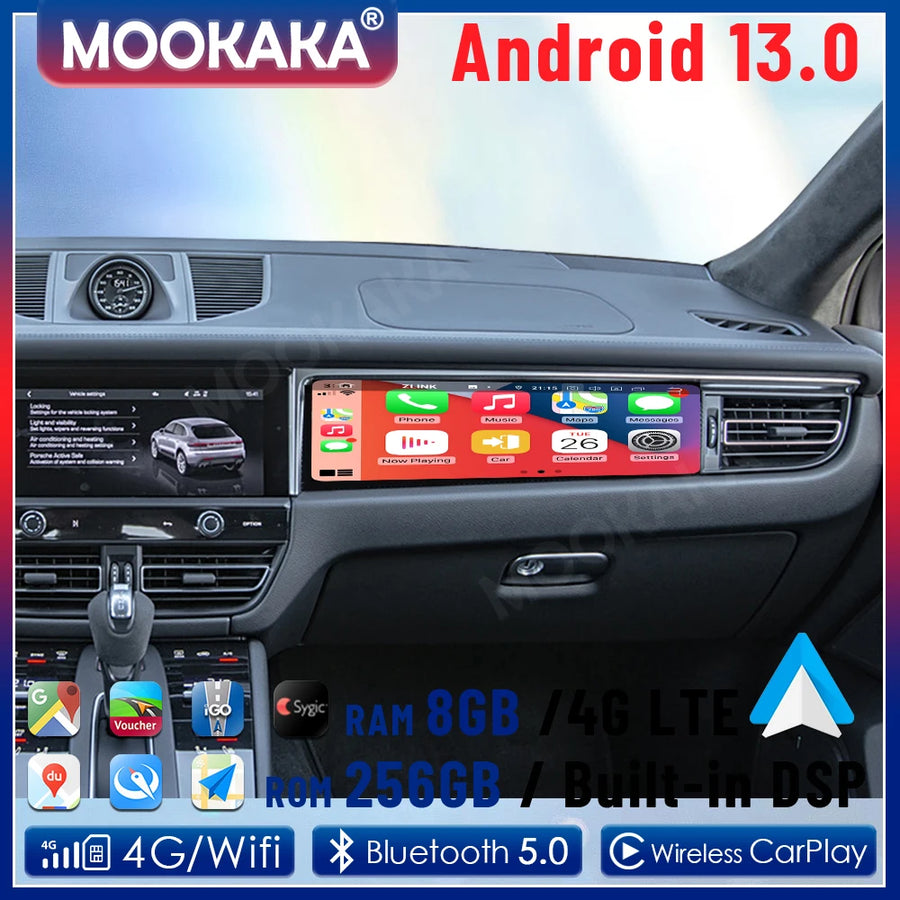 Android 13 Multimedia Head Unit for Porsche Macan 2018–2023 Android Head Unit Aotsr 4GB -64GB Eight Core