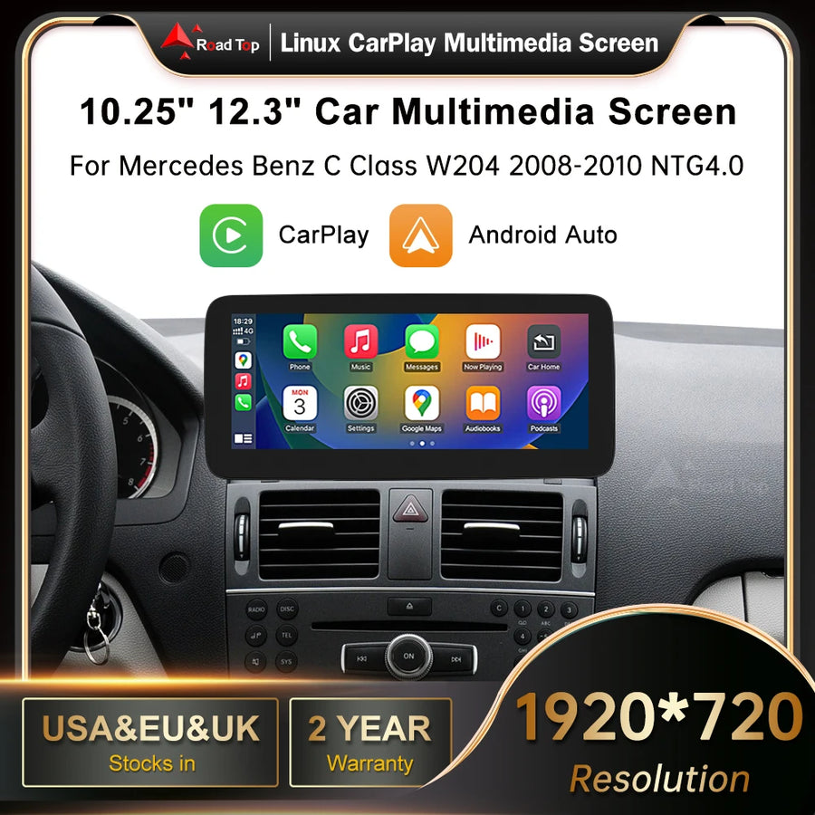 10.25 Inch Multimedia Display for Mercedes-Benz C-Class 2008-2010 Android Head Unit wincago