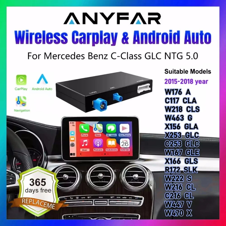 Wireless CarPlay Android Auto Interface for Mercedes NTG 5.0 CarPlay Retrofit Module ANYFAR