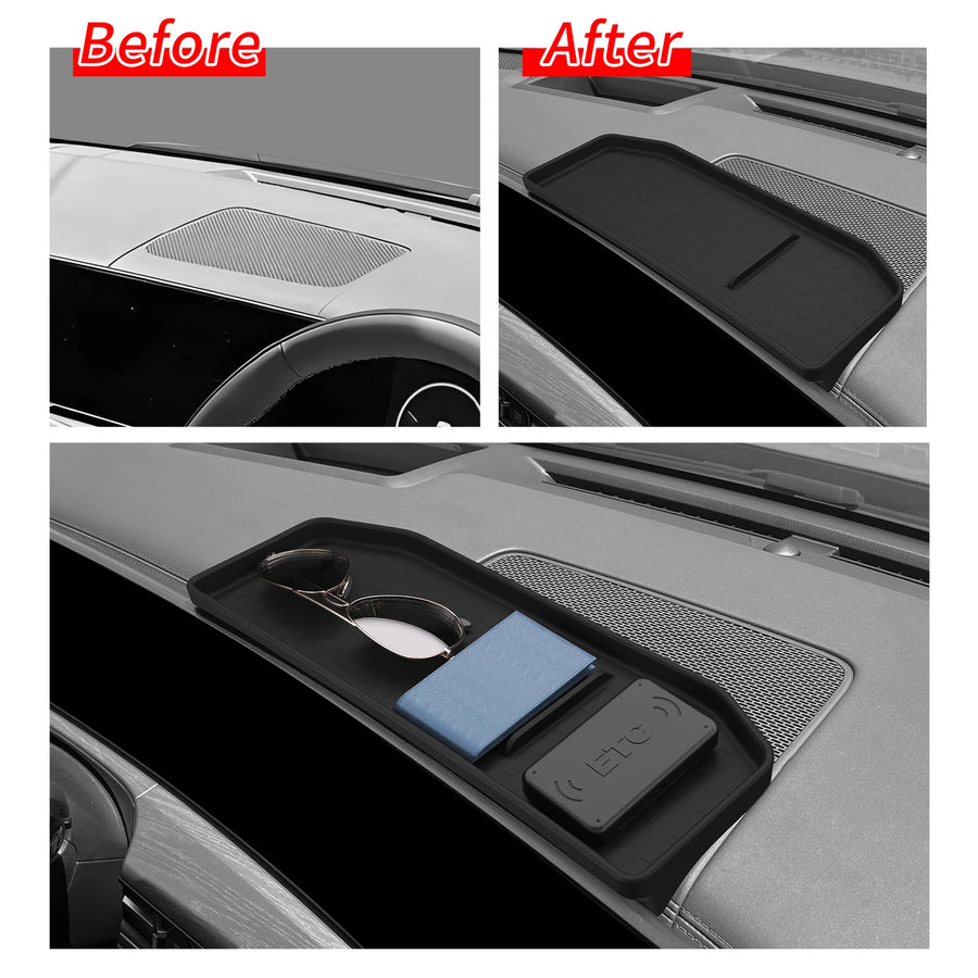 Hyundai Santa Fe 2024 2025 Car Dashboard Storage Box Display Screen Rear Tray Organizer Accessories Tidying Black Dash Access