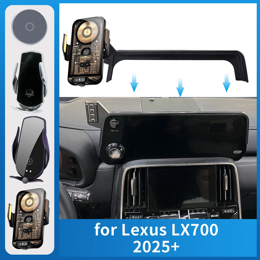 Integrated Wireless Charging Phone Mount for Lexus LX700 2025–2026 Car Phone Holder OEM