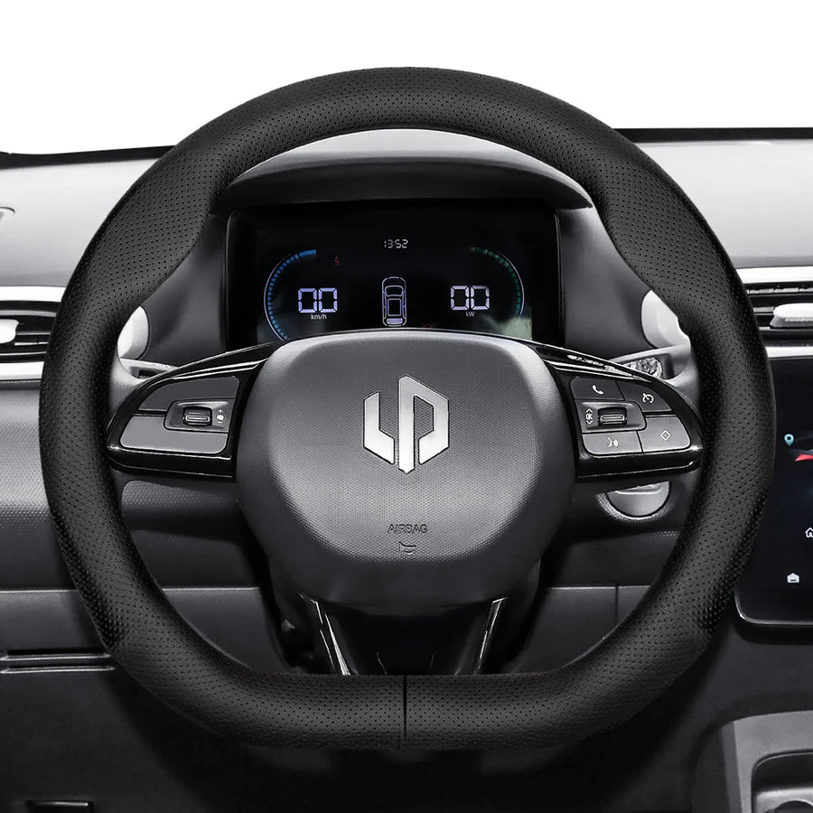 Breathable Leather Steering Wheel Cover for Leapmotors Car Interior Accessory Hocasen Black Punch D-Type