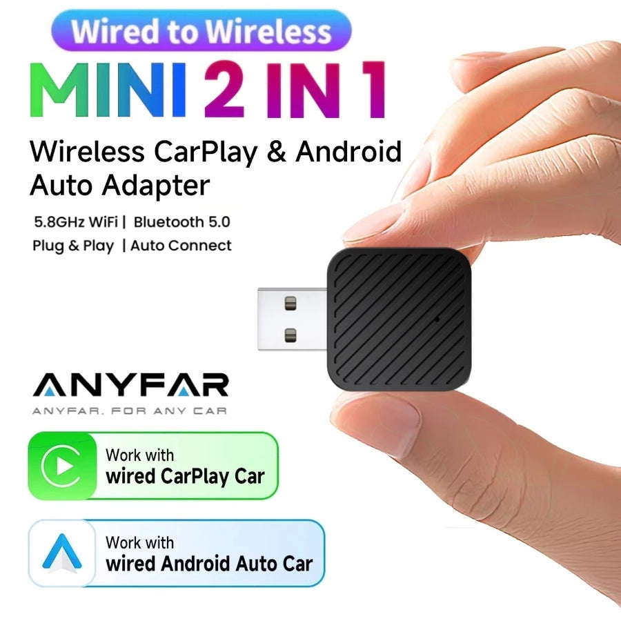 Wireless CarPlay Android Auto 2-in-1 Adapter for Universal CarPlay Adapter ANYFAR Smart Mini Box