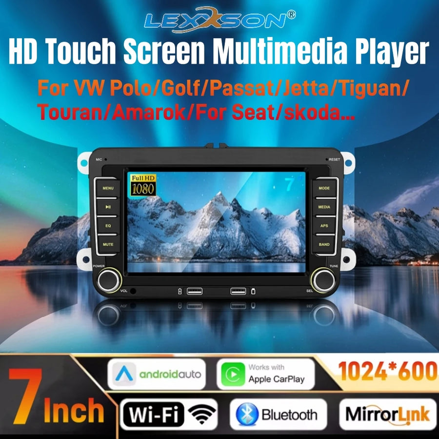 7-Inch 2-Din Multimedia Stereo for Volkswagen 2005-2015 Android Head Unit LEXXSON