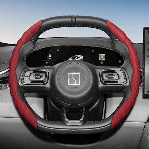 Wavy Sports Design Steering Wheel Cover for Zeekr Car Interior Accessory Hocasen Red 2-Piece Set