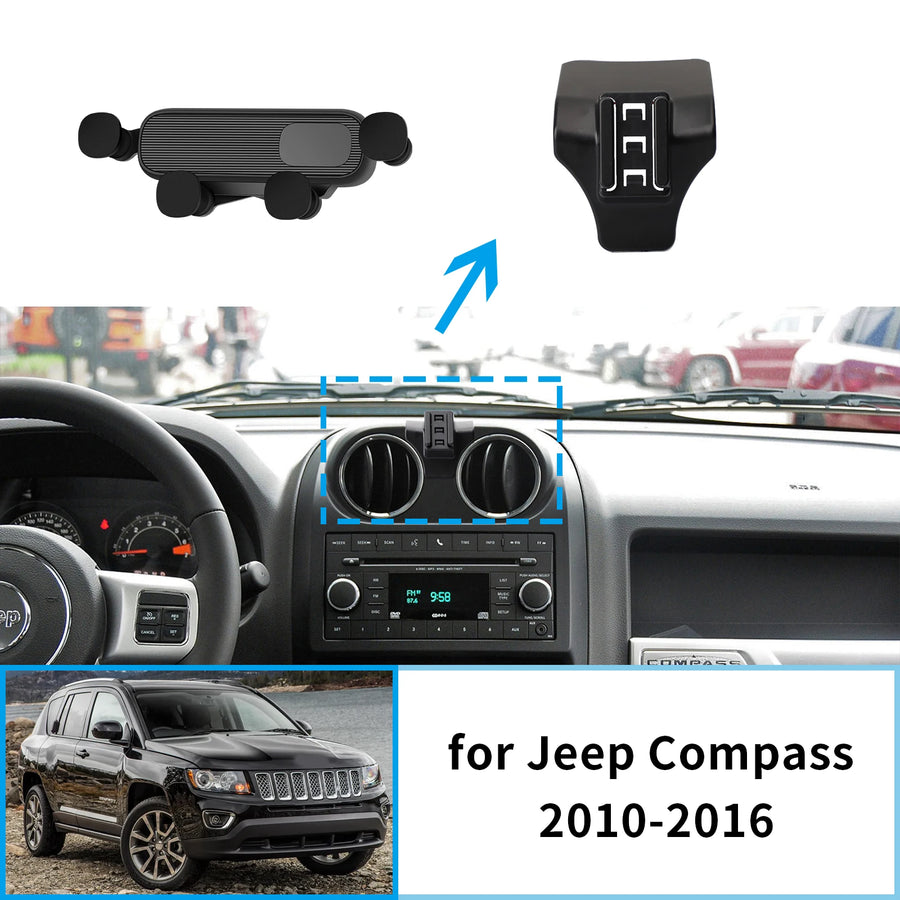 Wireless Fast Charging Phone Mount for Jeep Compass 2010–2016 Car Phone Holder CATUSIKI