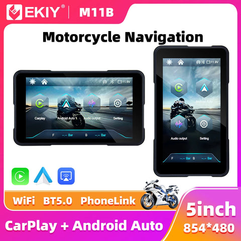 5.0" Wireless CarPlay GPS Motorcycle Dashboard Screen Car Interior Accessory EKIY