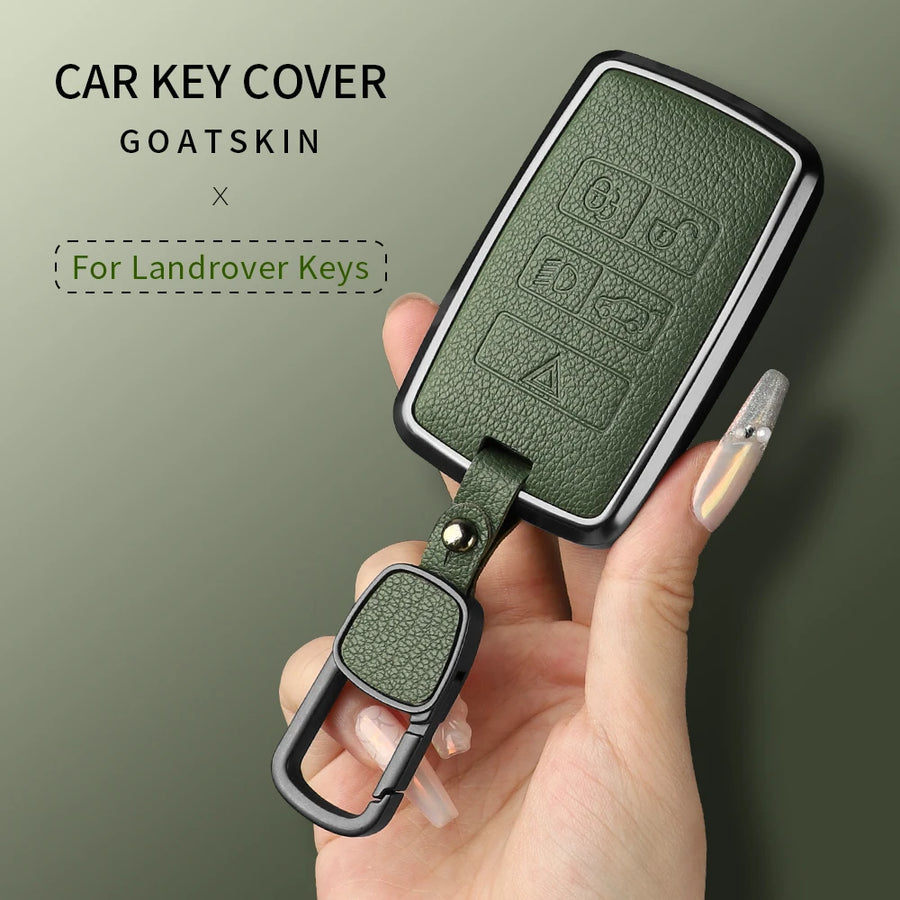 Metal and Leather Car Key Case Cover for Land Rover Range Rover Discovery Evoque Sport Velar Key Protection Shell Accessories