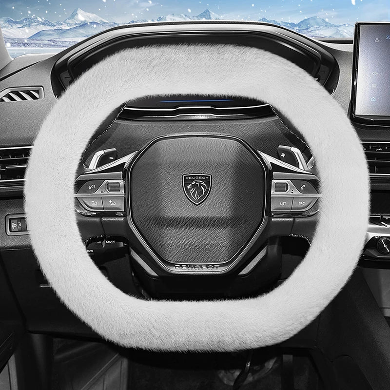 Peugeot Long Plush Warm Non-Slip Steering Wheel Cover Car Interior Accessory Hocasen