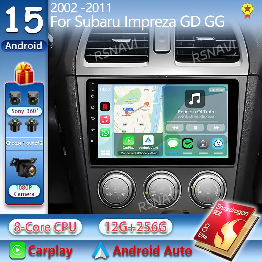 2K QLED Android Head Unit for Subaru Impreza WRX 2003–2007 Android Head Unit RSNAVI
