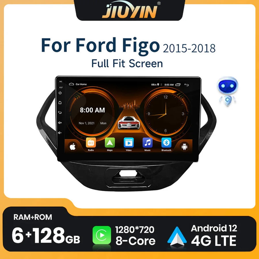9-Inch Wireless CarPlay Head Unit for Ford Figo 2015–2018 Android Head Unit JIUYIN