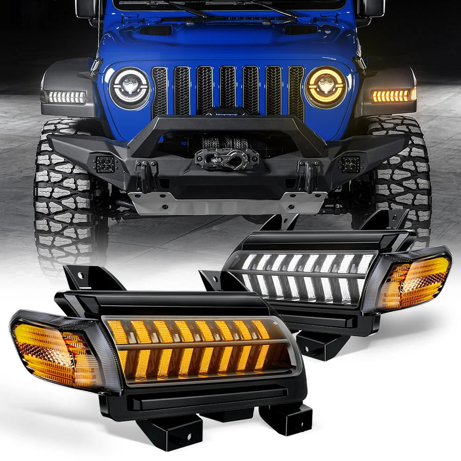 For Jeep Wrangler JL Sport 2018 2019 2020 LED Car Fender Side Marker Turn Signal Light DRL Daytime Running Lamp LED Turn Sign