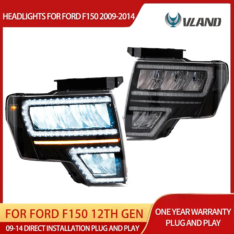 LED Reflection Bowl Headlights for Ford F-150 2009-2014 Headlight Assembly Vland
