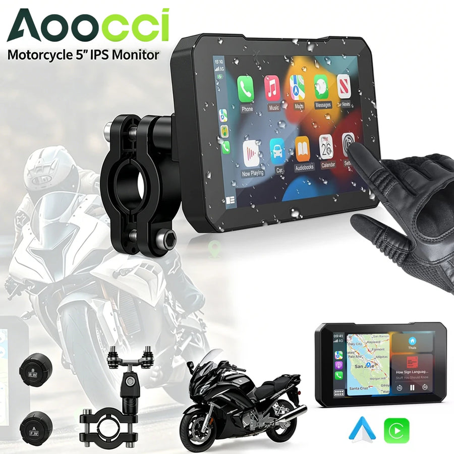 GPS Navigation Screen 5in HD Universal Motorcycle Android Head Unit Aoocci Default Title