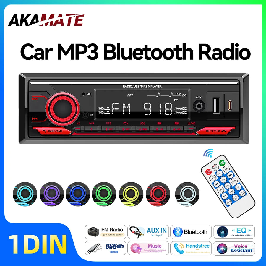 1 Din MP3 Bluetooth Player for Universal Vehicles Android Head Unit AKAMATE