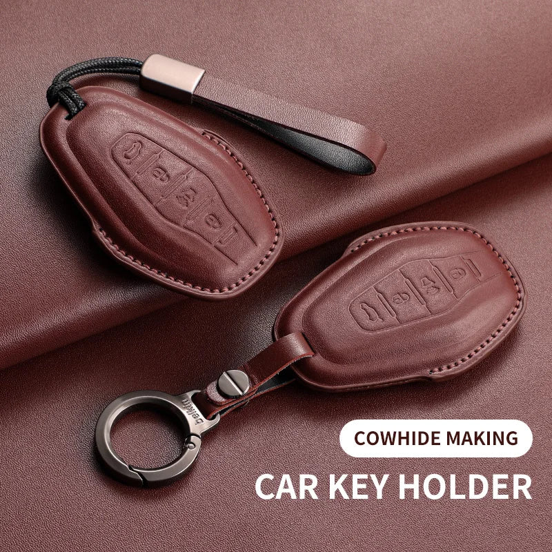 Leather Car Remote Key Case Cover For Chery Jetour X70 X70m X70plus X90plus X95pro X95 Plus Key Bag Protecter Keychain Shell